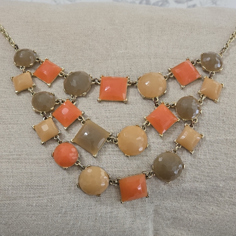 Vibrant Orange and Tan Necklace